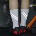 Men Nylon Breathable Road Riding Athletic Crew Socks Reflective Cycling Socks