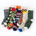 men cotton crew socks embroidery solid color cartoon casual socks
