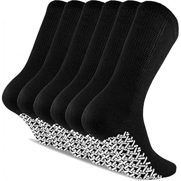 Grippy Non Skid Crew Diabetic Socks Cotton Non-Slip Diabetic Socks