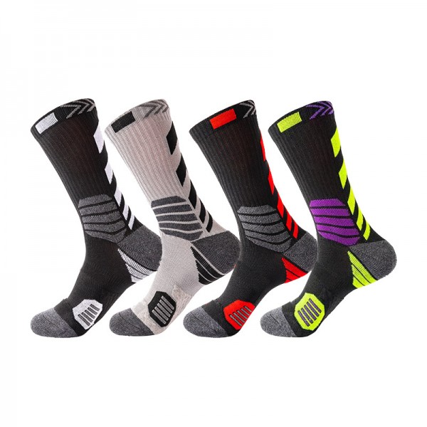 Custom logo sports socks terry running athletic crew socks