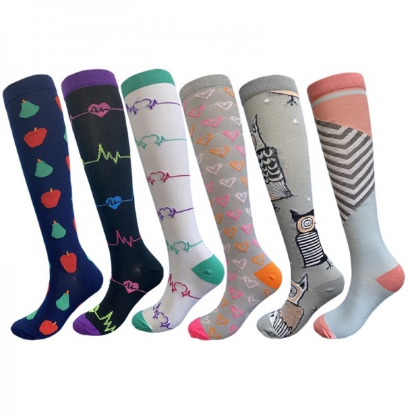 Knee High 20-30 mmhg Fun Flower Design Running Hiking Compression Socks Knee High 20-30 mmhg Fun Flower Design Running Hiking Compression Socks