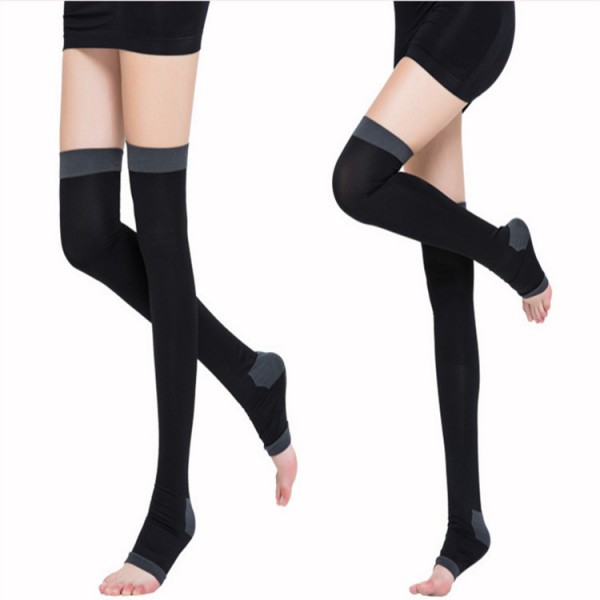 Anti slip open toe one size breathable fun sport knee high compression stocking