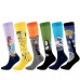 Custom New Pressure Famous Art Oil Painting Sports Knee High Colorful Compression Socks