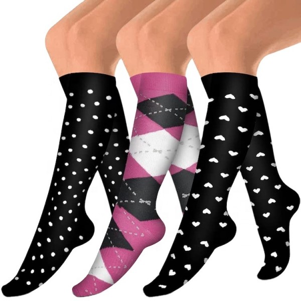 Wholesale Unisex Fancy Colorful Jacquard Compression Keen High Sports Socks