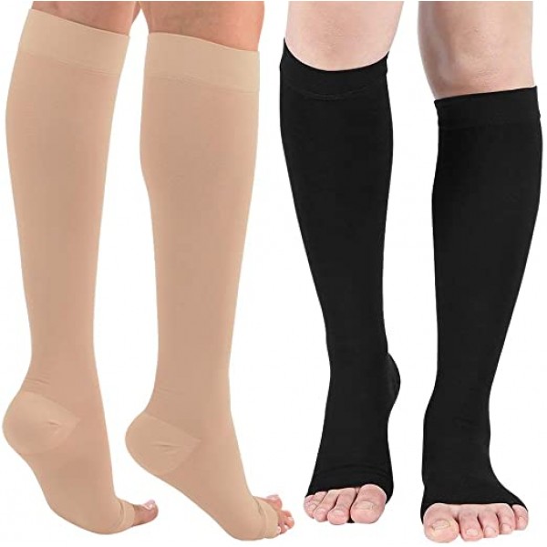 Multiple Designs Open Toe Knee High Compression Socks