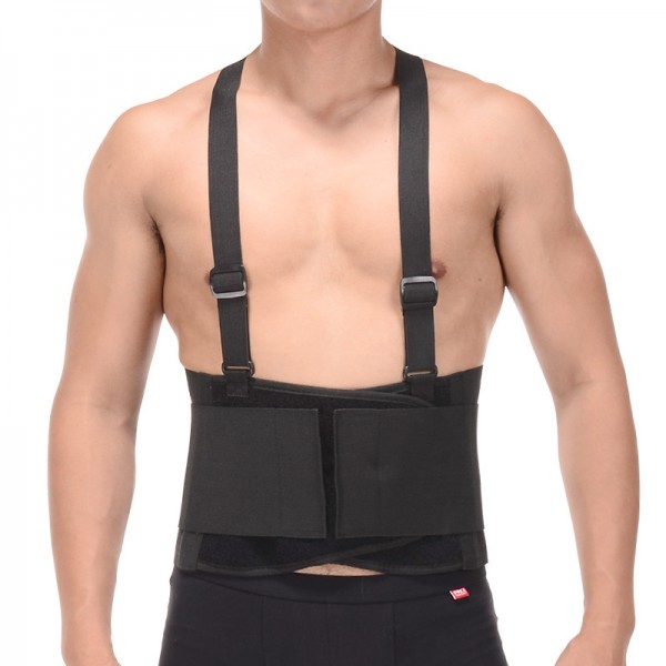 Industrial Work Adjustable Lumbar Support Belt Back Brace with Suspenders