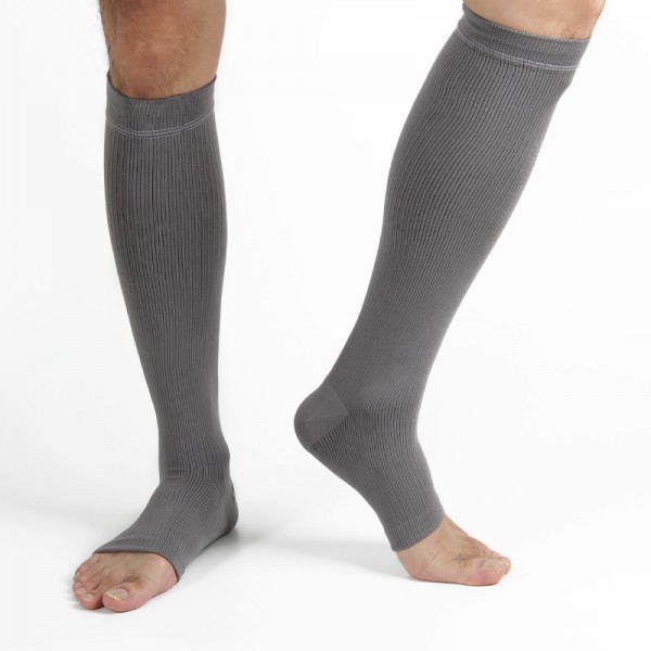 Unisex Solid Nylon Sports Knee High Compression Socks No Toes