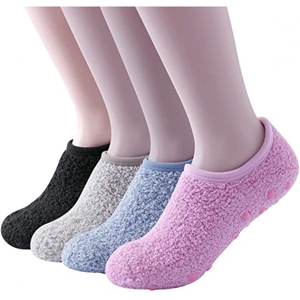 Cozy Winter Fuzzy Grip Slippers Fluffy House Non Skid Microfiber Socks