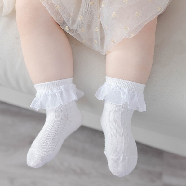 Wholesale Loop Cuff Breathable Solid Color Infant Lace Socks Wholesale Loop Cuff Breathable Solid Color Infant Lace Socks
