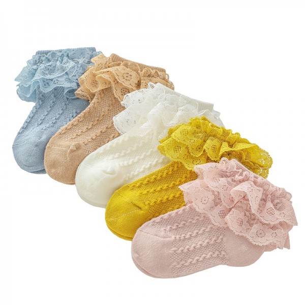 Wholesale Cute Double Layers Lace Solid Color Dancing Baby Ankle Socks Wholesale Cute Double Layers Lace Solid Color Dancing Baby Ankle Socks