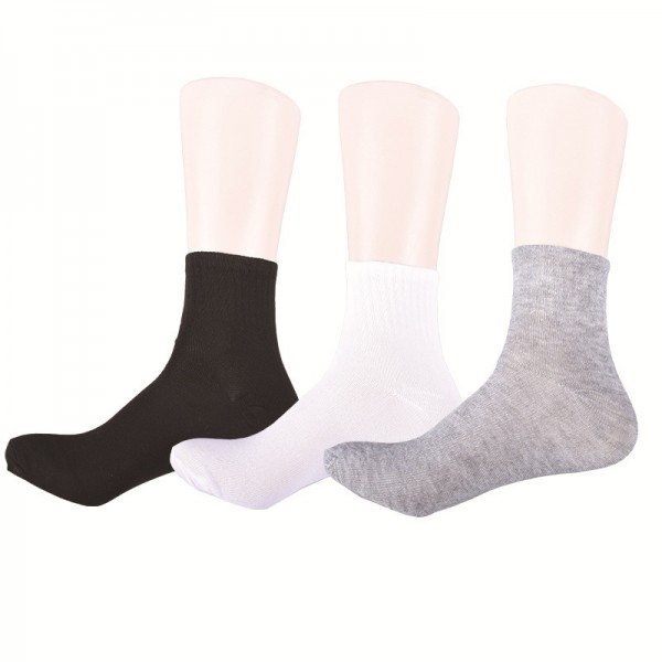 Low Price Wholesale Cheap Thick Solid Color Black White Polyester Ankle Socks Low Price Wholesale Cheap Thick Solid Color Black White Polyester Ankle Socks