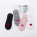 Womens Red Heart Non Slip Flat Boat No Show Sock