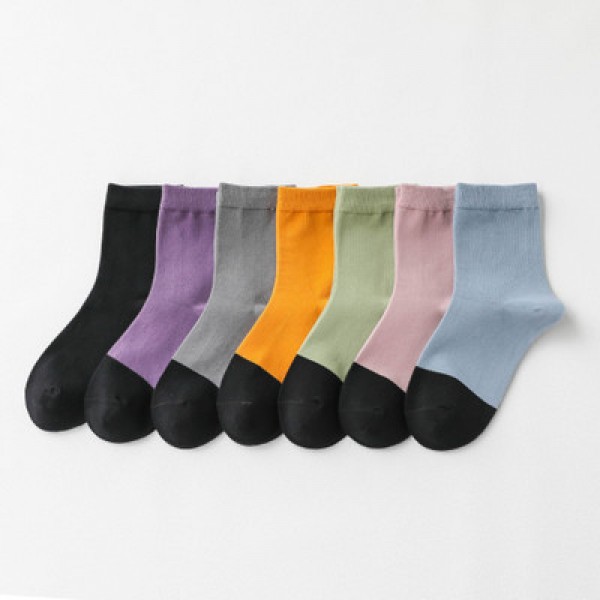 Women Winter Black Toe Solid Color Combed Cotton Dress Socks Women Winter Black Toe Solid Color Combed Cotton Dress Socks
