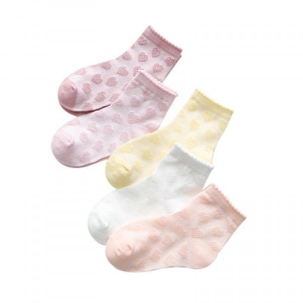 Girls Heart Jacquard Cotton Crew Socks Breathable Soft Baby Socks Girls Heart Jacquard Cotton Crew Socks Breathable Soft Baby Socks