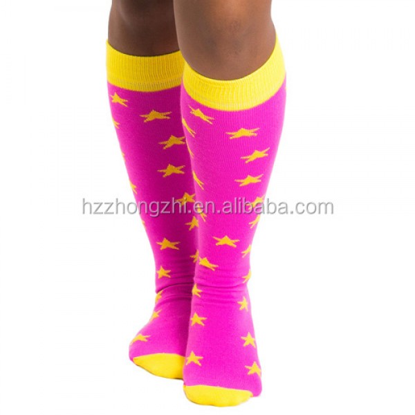 compression stocking Neon pink with stars