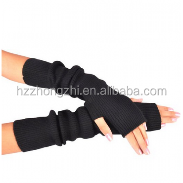 Womens 100% Wool Arm Warmers Fingerless Gloves Thumb Hole