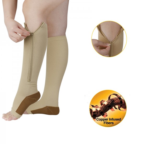 Anti-bacterial custom zipper Copper infused compression socks Anti-bacterial custom zipper Copper infused compression socks