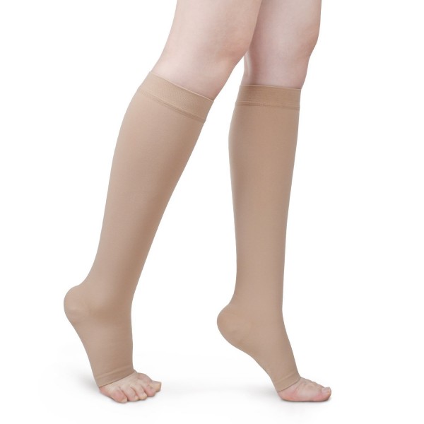 Opaque Compression Socks Knee-Hi Firm Support Open Toe Opaque Compression Socks Knee-Hi Firm Support Open Toe