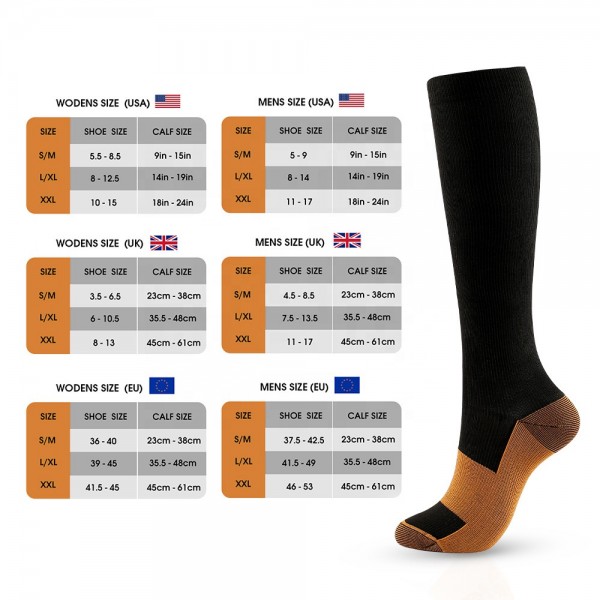 Anti-Fatigue Copper Infused Compression Knee-High Health Socks Anti-Fatigue Copper Infused Compression Knee-High Health Socks