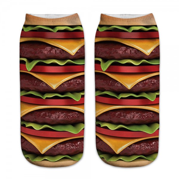 Polyester 3D Printed Cute Short Socks Polyester 3D Printed Cute Short Socks