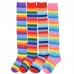 Wholesale Fitting Thigh High Rainbow Colorful Striped Socks Wholesale Fitting Thigh High Rainbow Colorful Striped Socks