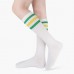colorful stripes knee high cotton school girl socks