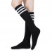 colorful stripes knee high cotton school girl socks