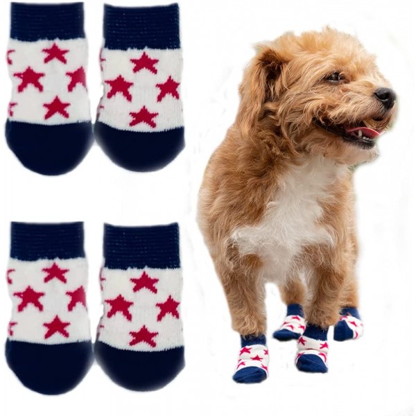 Anti-Slip Dog Socks Set of 4 - Pet Paw Protectors Dog Socks for Indoor Hardwood Floor Suitable for Small, Medium & Large Dogs. (Red, Large) Anti-Slip Dog Socks Set of 4 - Pet Paw Protectors Dog Socks for Indoor Hardwood Floor Suitable for Small, Medium & Large Dogs. (Red, Large)