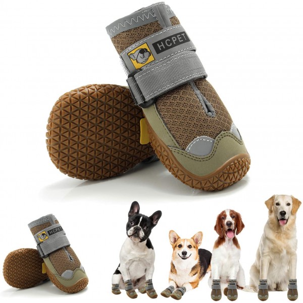 Hcpet Dog Boots Breathable Dog Shoes for Small Medium Large Dogs, Anti-Slip Puppy Booties Paw Protector with Reflective Straps 4Pcs Hcpet Dog Boots Breathable Dog Shoes for Small Medium Large Dogs, Anti-Slip Puppy Booties Paw Protector with Reflective Straps 4Pcs