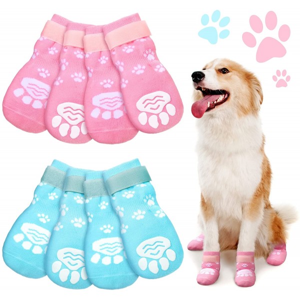Anti Slip Dog Socks Non-Slip Dog Socks with Adjustable Strap Traction Control for Indoor on Hardwood Floor Wear (Blue, Pink,M) Anti Slip Dog Socks Non-Slip Dog Socks with Adjustable Strap Traction Control for Indoor on Hardwood Floor Wear (Blue, Pink,M)