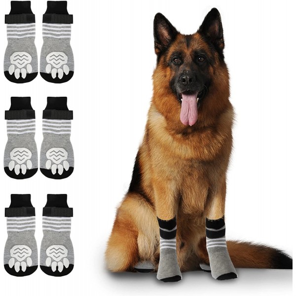 Anti Slip Dog Socks - Dog Gripping Socks with Straps Traction Control for Indoor on Hardwood Floor Wear, Pet Paw Protector for Small Medium Large Dogs L Anti Slip Dog Socks - Dog Gripping Socks with Straps Traction Control for Indoor on Hardwood Floor Wear, Pet Paw Protector for Small Medium Large Dogs L
