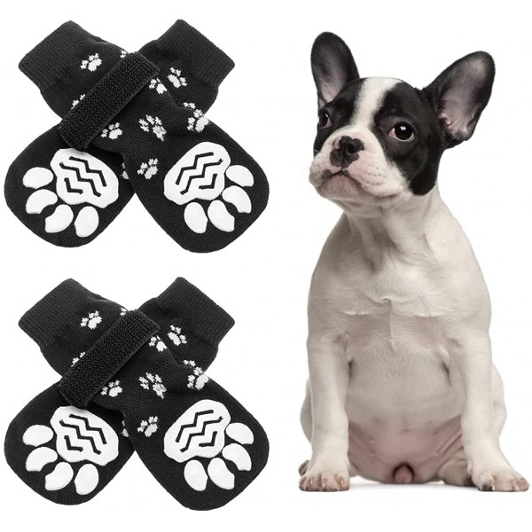 Double Side Anti-Slip Dog Socks with Straps, Soft Comfortable Pet Paw Protectors for Indoor Hardwood Floor Traction Control Double Side Anti-Slip Dog Socks with Straps, Soft Comfortable Pet Paw Protectors for Indoor Hardwood Floor Traction Control