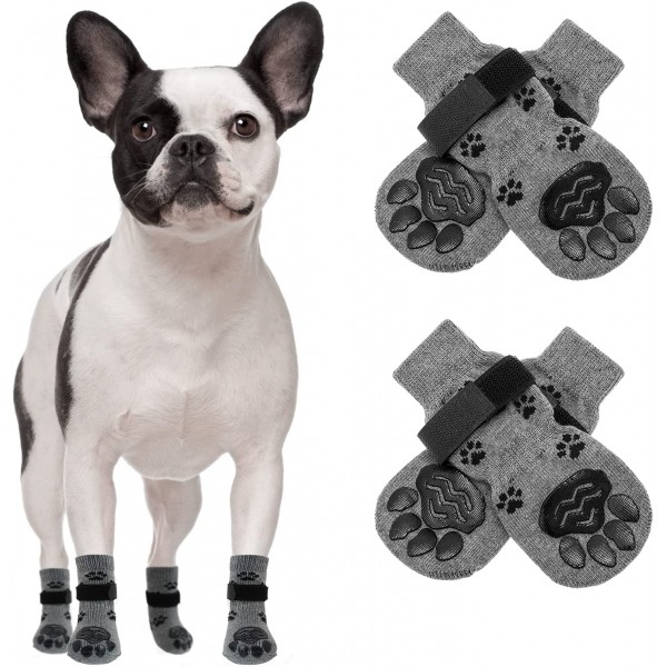 Double Side Anti-Slip Dog Socks with Straps, Soft Comfortable Pet Paw Protectors for Indoor Hardwood Floor Traction Control Double Side Anti-Slip Dog Socks with Straps, Soft Comfortable Pet Paw Protectors for Indoor Hardwood Floor Traction Control