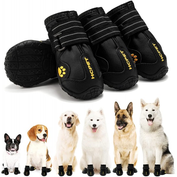 Hcpet Dog Boots Waterproof with Reflective Straps, Dog Shoes for Small Medium Large Puppy Outdoor Paw Protectors 4Ps Hcpet Dog Boots Waterproof with Reflective Straps, Dog Shoes for Small Medium Large Puppy Outdoor Paw Protectors 4Ps