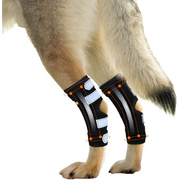 Rear Leg Hock Brace with Metal Spring Strips, Dog Leg Brace for Rear Leg, Hock & Ankle Support, Rear Dog Leg Brace for Large Dogs, Long Version, XL, 1 Pair Rear Leg Hock Brace with Metal Spring Strips, Dog Leg Brace for Rear Leg, Hock & Ankle Support, Rear Dog Leg Brace for Large Dogs, Long Version, XL, 1 Pair
