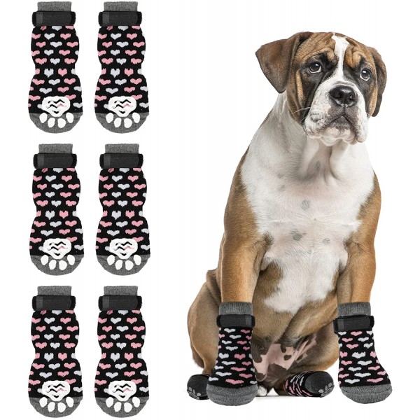 Anti Slip Dog Socks - Dog Gripping Socks with Straps Traction Control for Indoor on Hardwood Floor Wear, Pet Paw Protector for Small Medium Large Dogs Large Anti Slip Dog Socks - Dog Gripping Socks with Straps Traction Control for Indoor on Hardwood Floor Wear, Pet Paw Protector for Small Medium Large Dogs Large