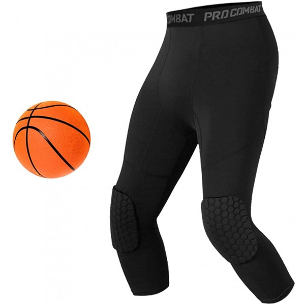 Basketball Compression Pants, Basketball 3/4 Capri Leggings with Knee Pads Basketball Compression Pants, Basketball 3/4 Capri Leggings with Knee Pads