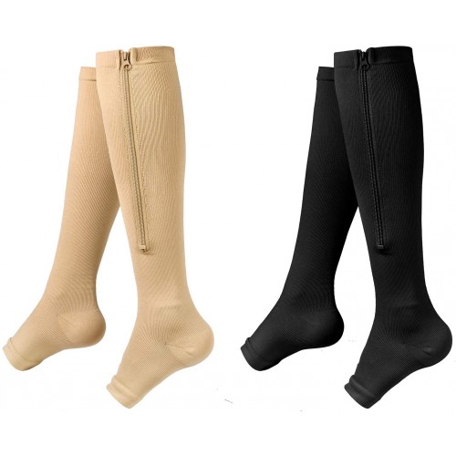 Zipper Compression Socks, Calf Knee 