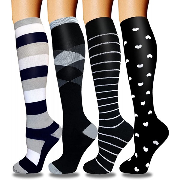 4 Pairs Compression Socks - Medical Compression Socks for Women & Men Circulation - Best Support for Nurses, Running 4 Pairs Compression Socks - Medical Compression Socks for Women & Men Circulation - Best Support for Nurses, Running