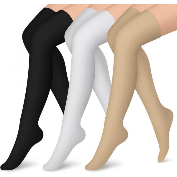 CHARMKING Thigh High Compression Socks for Women & Men Circulation (3 Pairs) Over the Knee High Stocking is Best for Running, Flight Travel, Supporting, Cycling, Pregnant 15-20 mmHg (S/M, Multi 02) CHARMKING Thigh High Compression Socks for Women & Men Circulation (3 Pairs) Over the Knee High Stocking is Best for Running, Flight Travel, Supporting, Cycling, Pregnant 15-20 mmHg (S/M, Multi 02)